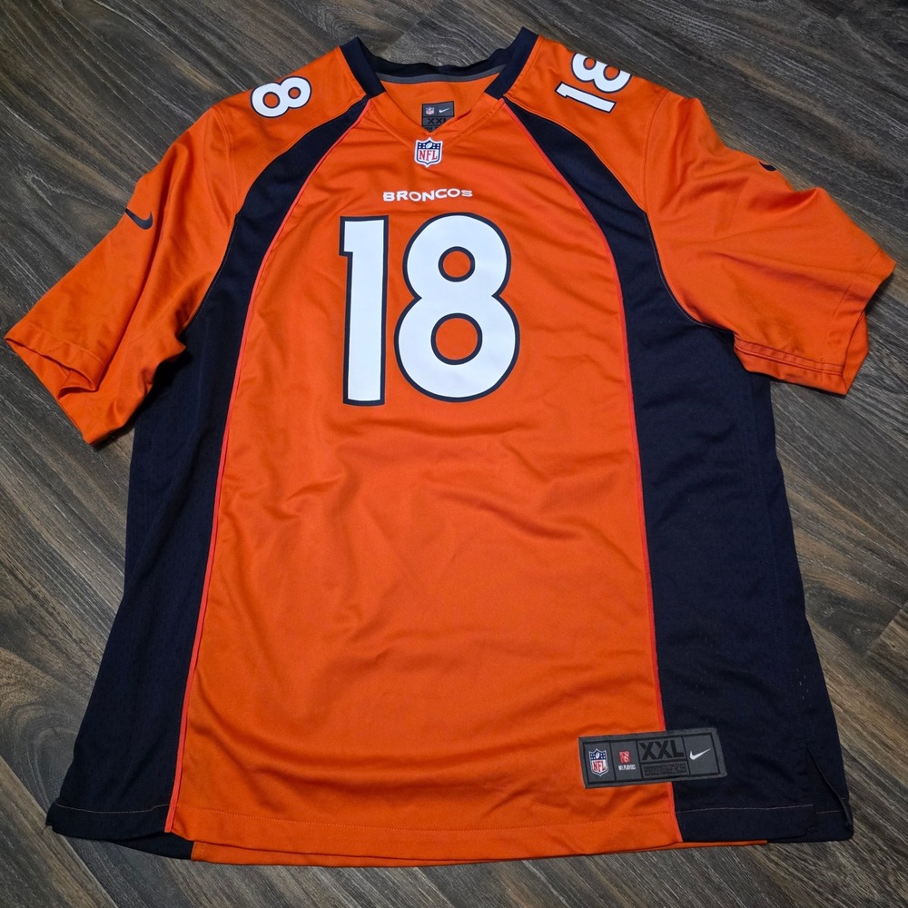 Nike Denver Broncos Peyton Manning 18 Jersey Mens XXL Orange NFL On Field
